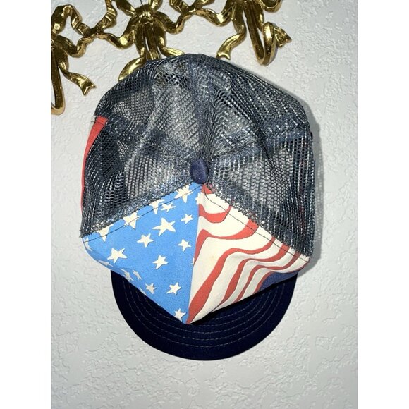 Vintage These Colors Don’t Run Or Burn 3 Stripe Snapback Trucker Hat Haband USA - Picture 2 of 6
